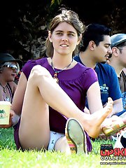 24 pictures - Squat upskirt. Crazy smiling chick caught by hidden cam