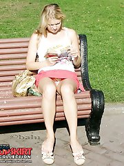 12 pictures - Great sitting upskirts on the stairs