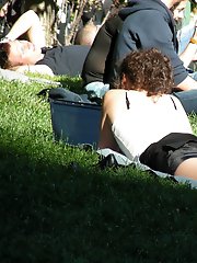 12 pictures - Hot ass in nice panties, up skirt, of curly brunette