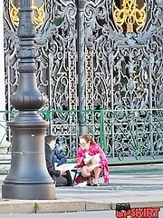 12 pictures - Fantastic upskirts on stairs