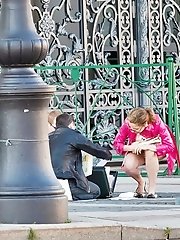 12 pictures - Fantastic upskirts on stairs