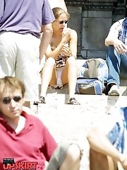 12 pictures - Cute upskirt girls by the fountain