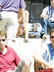 12 pictures - Cute upskirt girls by the fountain