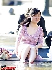 12 pictures - Cute upskirt girls by the fountain