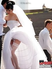 12 pictures - Hot bride flashed white panty up skirt
