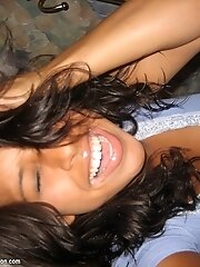 12 pictures - Gal stretches decollete and gets her nipples spied