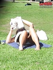 12 pictures - Candid upskirt photos, of blonde in mini