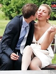 12 pictures - Panty upskirts filmed outdoors