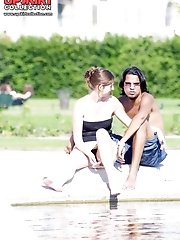 12 pictures - Sexy white panty up the skirt