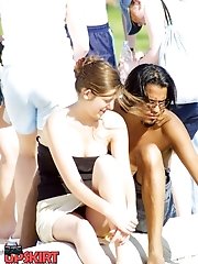 12 pictures - Sexy white panty up the skirt