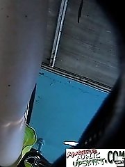 3 movies - A trembling bus spy camera films a frilled skirt and the white panties