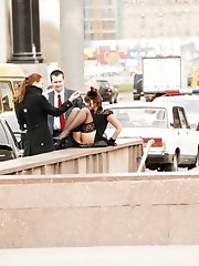12 pictures - Eye-catching bend over up skirt