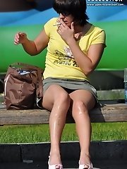 12 pictures - Black panties cover girls pussy up her skirt