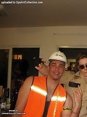 12 pictures - Girls' downblouse is seen as they entertain