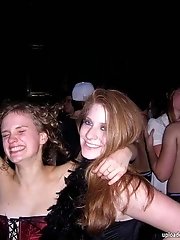 12 pictures - Girls' downblouse is seen as they entertain