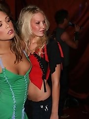 12 pictures - Girls' downblouse is seen as they entertain