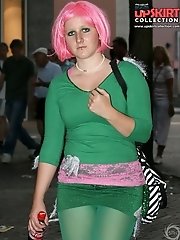 12 pictures - Voyeur sexy upskirts of young hotties. Street upskirts