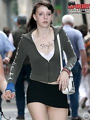 12 pictures - Voyeur sexy upskirts of young hotties. Street upskirts