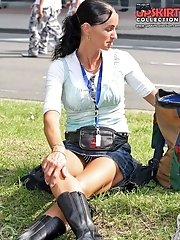 12 pictures - Voyeur sexy upskirts of young hotties. Street upskirts