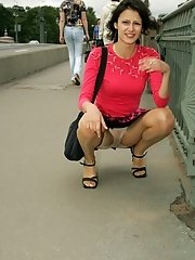 15 pictures - Tan hose tightly hold pantieless chick?s ass and pussy