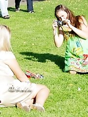 12 pictures - Pretty upskirt girls pose on camera