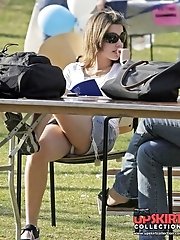 12 pictures - Playful and arousing upskirt shots
