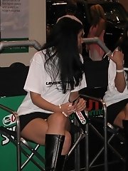 12 pictures - Young hotties flashing. Hot upskirts, at the exhibitions