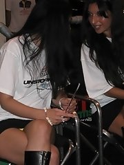 12 pictures - Young hotties flashing. Hot upskirts, at the exhibitions