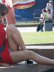 12 pictures - Two hot upskirt babes have fun