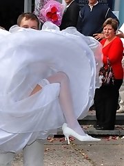 10 pictures - Naughty Brides upskirt photos