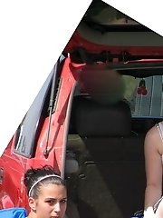 12 pictures - Young chubby brunette caught by candid cam. Hot upskirt