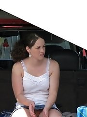 12 pictures - Young chubby brunette caught by candid cam. Hot upskirt