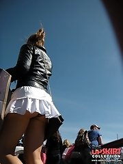 12 pictures - Hot butt up skirt of gorgeous babe. Peek up skirt