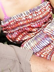 12 pictures - Stockings and string panty upskirts