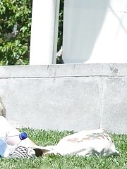 12 pictures - Cute blonde in black denim mini. Hot upskirt