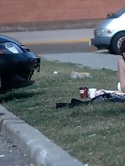 12 pictures - Sexy blonde in bikini. Hot upskirt view