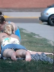 12 pictures - Sexy blonde in bikini. Hot upskirt view