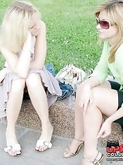 12 pictures - Pretty upskirt girls soak in the sun