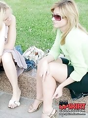 12 pictures - Pretty upskirt girls soak in the sun
