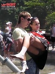 12 pictures - Voyeur up skin tight skirt of hot ass girl