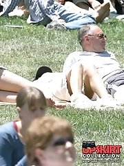12 pictures - Public upskirt, of blondie in pink. She flashed her panties
