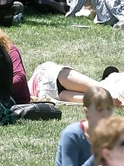 12 pictures - Public upskirt, of blondie in pink. She flashed her panties