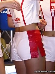 15 pictures - Camera guy spies bubble butts wrapped in tight shorts