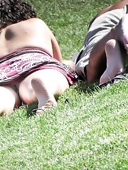 12 pictures - Spying curly chick in public. Up skirt milf