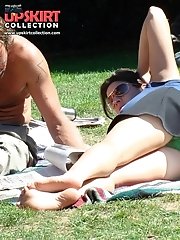 12 pictures - Sunny day, chubby hottie, sexy female upskirt