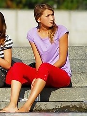 12 pictures - Outdoor sitting upskirt views