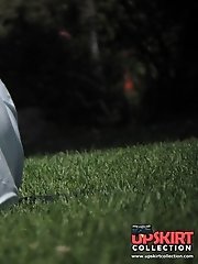 12 pictures - Having rest and flashing her upskirt view. Upskirt pics