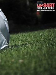 12 pictures - Having rest and flashing her upskirt view. Upskirt pics