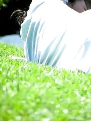 12 pictures - Having rest and flashing her upskirt view. Upskirt pics
