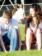 12 pictures - Sexy summer dress upskirt photos